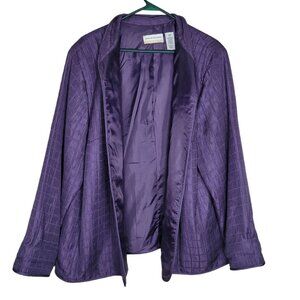 Alfred Dunner Jacket Coat Open Front Built In Shoulder Pad Purple Women Plus 20W